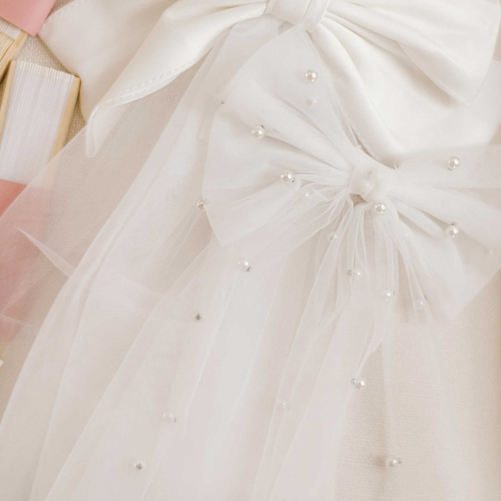 White | Pearl Bow Veil - The Whole Bride